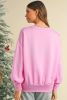 Pink Sequins Candy Cane Round Neck Sweatshirt