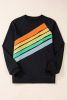Black Rainbow Colorblock Plus Size Sweatshirt