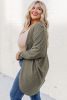Seagrass Waffle Knit Drop Shoulder Open Front Pocket Plus Size Cardigan