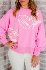 Pink Touch Down Rugby Thread Embroidery Sweatshirt (size: (US 16-18)XL)