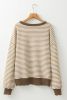 Brown Stripe Drop Shoulder Long Sleeve Top