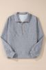 Gray Textured Half Zipper Collared Sweatshirt
