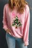 Pink Glittering Bowknot Christmas Tree Graphic Sweatshirt