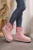Pink Embroidered Thick Sole Plush Winter Warm Lined Boots