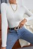White Plain Slim Fit Pullover Knit Top