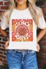 White Floral Turkey Printed Crewneck Thanksgiving Tee