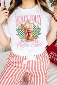 White Holly Jolly Christmas Coffee Club Graphic Tee (size: (US 8-10)M)