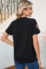 Black Halloween Sequin Pumpkin Face Graphic T Shirt