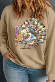 Apricot Turkey Graphic Thanksgiving Holiday Plus Size Sweatshirt (size: (US 22W-24W)3X)