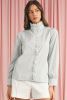 Sky Blue Striped Lace Trim Button Up Shirt