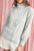 Sky Blue Striped Lace Trim Button Up Shirt