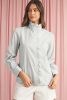 Sky Blue Striped Lace Trim Button Up Shirt