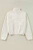 White Fleece Placket Turn-down Collar Drop Shoulder Sweatshirt