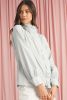Sky Blue Striped Lace Trim Button Up Shirt