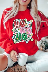 Red HOHOHO Heat Transfer Print Graphic Sweatshirt (size: (US 8-10)M)