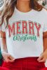 White MERRY Christmas Graphic Round Neck T Shirt
