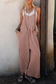 DUNE Corded Solid Adjustable Straps Wide Leg Loose Jumpsuit (size: (US 4-6)S)