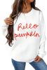 White Hello Pumpkin Graphic Sweater