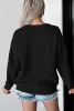 Black Halloween Hello Pumpkin Rib-Knit Graphic Sweater