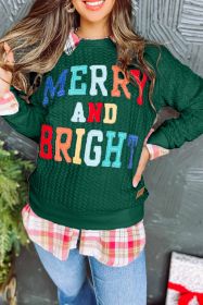 Blackish Green Merry And Bright Quilted Sweatshirt (size: (US 28-30)4XL)