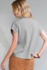 Gray Patch Pocket Ribbed Knit Short Sleeve Sweater