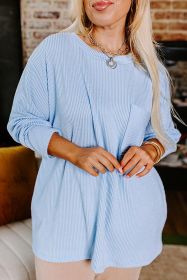 Myosotis Plus Size Ribbed Textured Pocketed Long Sleeve Top (size: (US 22W-24W)3X)