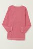 Strawberry Pink Drop Sleeve Crinkle Rib Oversized Sweatshirt