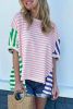 Multicolour Colorblock Stripe Patchwork Baggy T Shirt