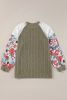 Vineyard Green Plus Size Textured Floral Patchwork Raglan Sleeve Top