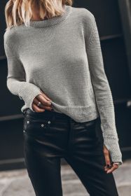 Gray Solid Thumbhole Sleeve Ribbed Edge Sweater (size: (US 4-6)S)