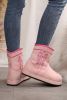 Pink Embroidered Thick Sole Plush Winter Warm Lined Boots