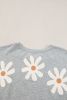 Gray 60s Vintage Flower Print Batwing Sleeve T Shirt