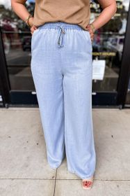 Beau Blue Light Washed Elastic Waist Plus Size Loose Jeans (size: (US 22W-24W)3X)