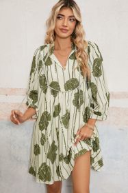 Guacamole Green Abstract Print Striped V-Neck Mini Dress (size: (US 4-6)S)