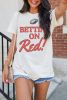 White Rugby Football BETTIN ON Blue Crewneck Graphic T Shirt