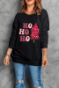 Black HO HO HO Christmas Tree Graphic Pullover Sweatshirt