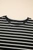 Black Stripe Patchwork Loose Long Sleeve Tee