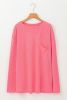 Peach Blossom Plus Size Ribbed Textured Pocketed Long Sleeve Top