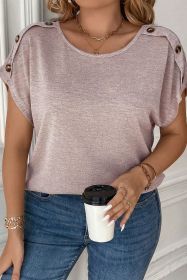 Delicacy Plus Size Button Detail Batwing Sleeve Tee (size: (US 18W-20W)2X)