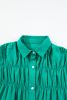 Bright Green Shirred Ruffle Sleeve Button Up Shirt Dress