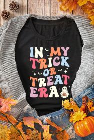 Black IN MY TRICK OR TREAT ERA Halloween Graphic Tee (size: (US 12-14)L)
