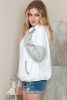 White Casual Half Zip Pullover Hoodie with Kangaroo Pocket