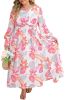 Multicolor Tropical Plant Print Knotted High Waist Plus Size Maxi Dress