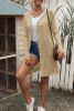 Brown Solid Color Casual Button Front Long Cardigan