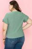 Laurel Green Petal Sleeve Jacquard V Neck Plus Size Blouse