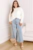 White Plus Size Ribbed Textured Pocketed Long Sleeve Top
