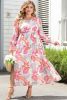 Multicolor Tropical Plant Print Knotted High Waist Plus Size Maxi Dress