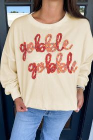 Apricot gobble gobble Pattern Drop Shoulder Sweatshirt (size: (US 20-22)2XL)