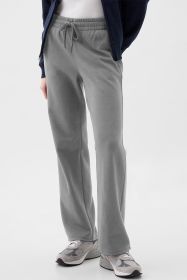 Light Grey Plain Fleece Lined Drawstring Waist Pants (size: (US 12-14)L)