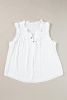 White Button Split Neck Frill Trim Sleeveless Shirt